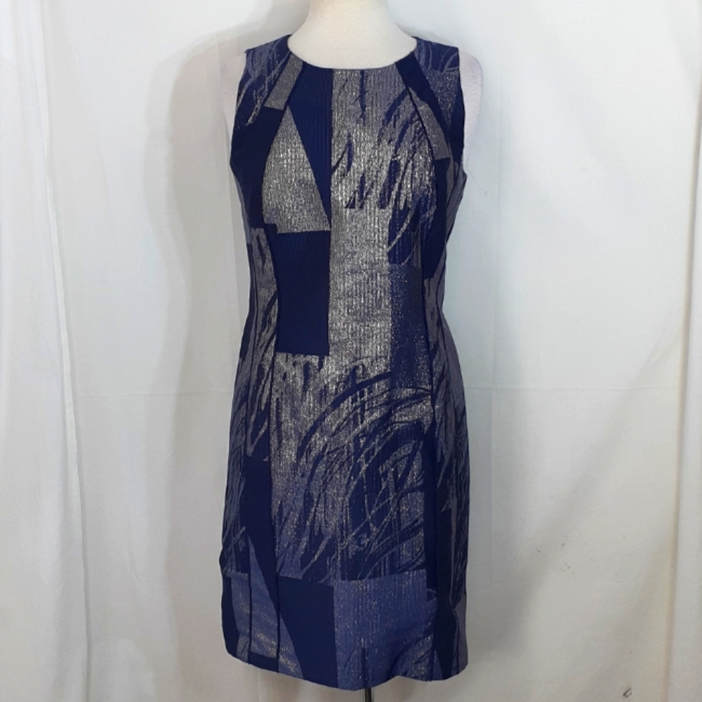 Lafayette navy blue and gold cocktail dress size 6
